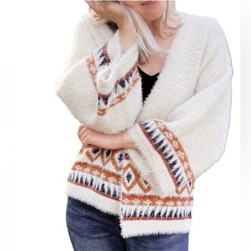 Sweet & Sinful Eyelash Tribal Print Cardigan Western Boho Size Medium NWT